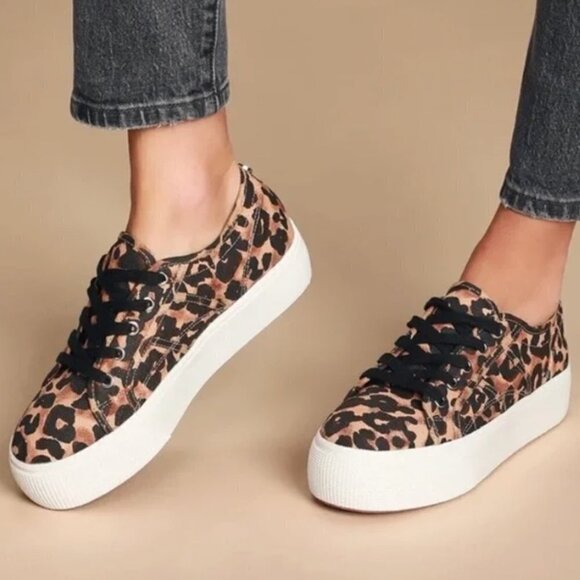 Steve Madden Emmi Leopard Print Lace Up Platform Sneaker - Picture 1 of 13